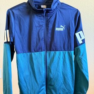 Puma Navy and Blue Sport Jacket with Logo Tag